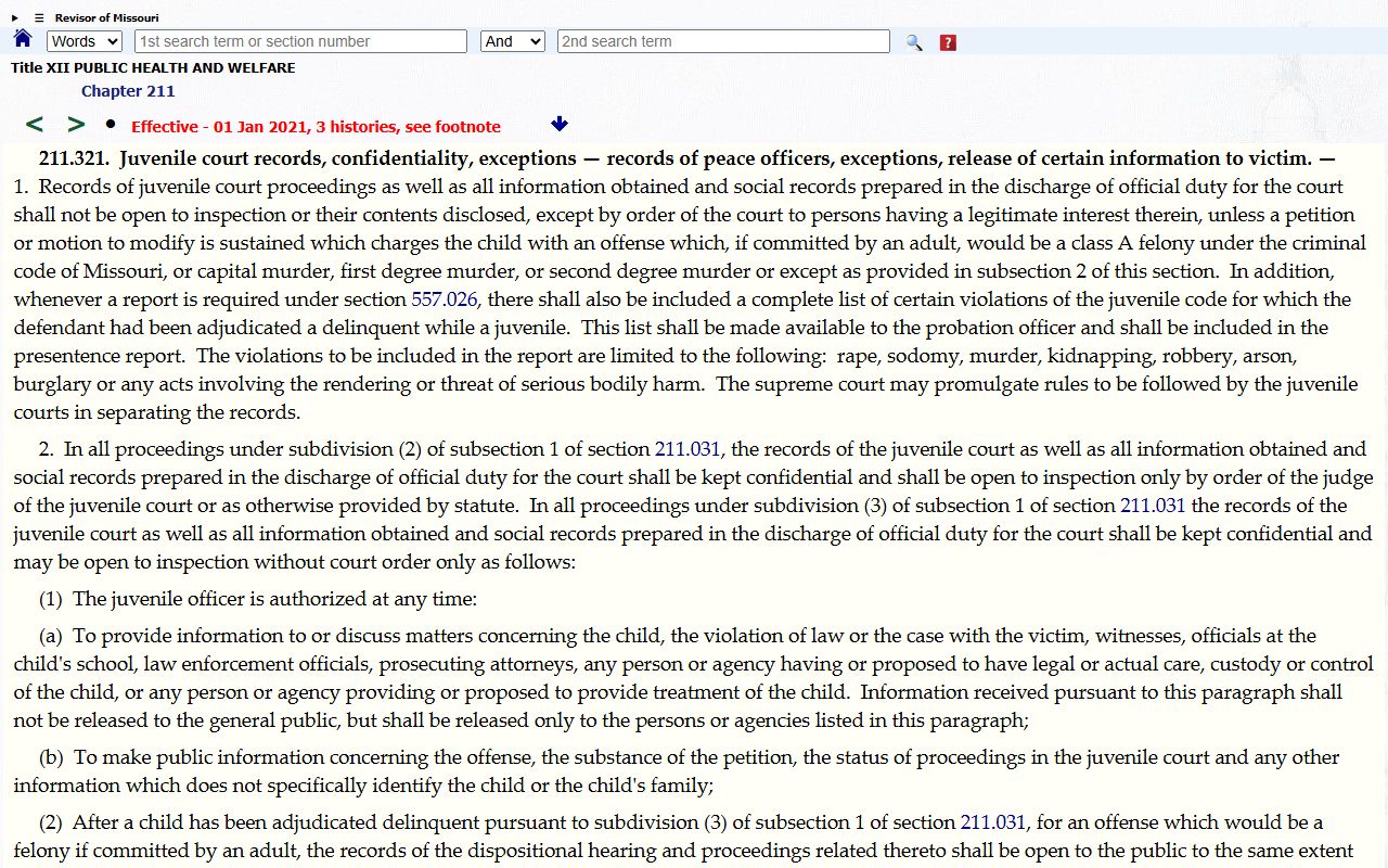 Franklin County court dockets juvenile record confidentiality limits
