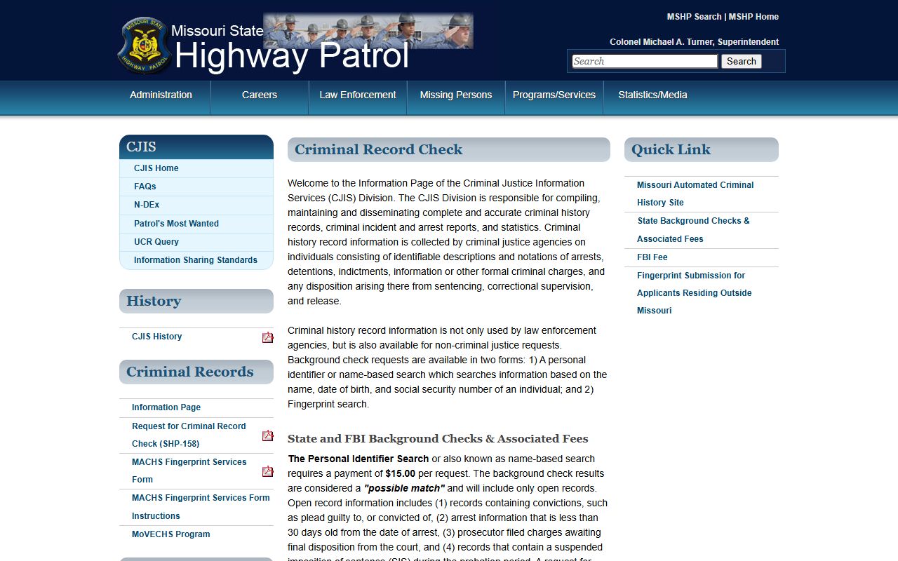 Franklin County criminal court records and Missouri criminal record check source