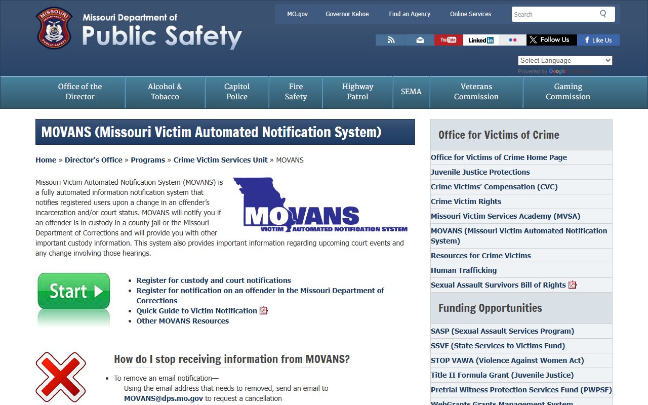 Franklin County warrant records DPS MOVANS notification source